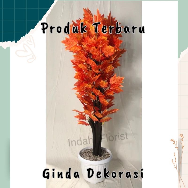 Pohon Maple Artificial Pohon Maple Plastik Dekorasi Sudut Ruangan 150 Cm