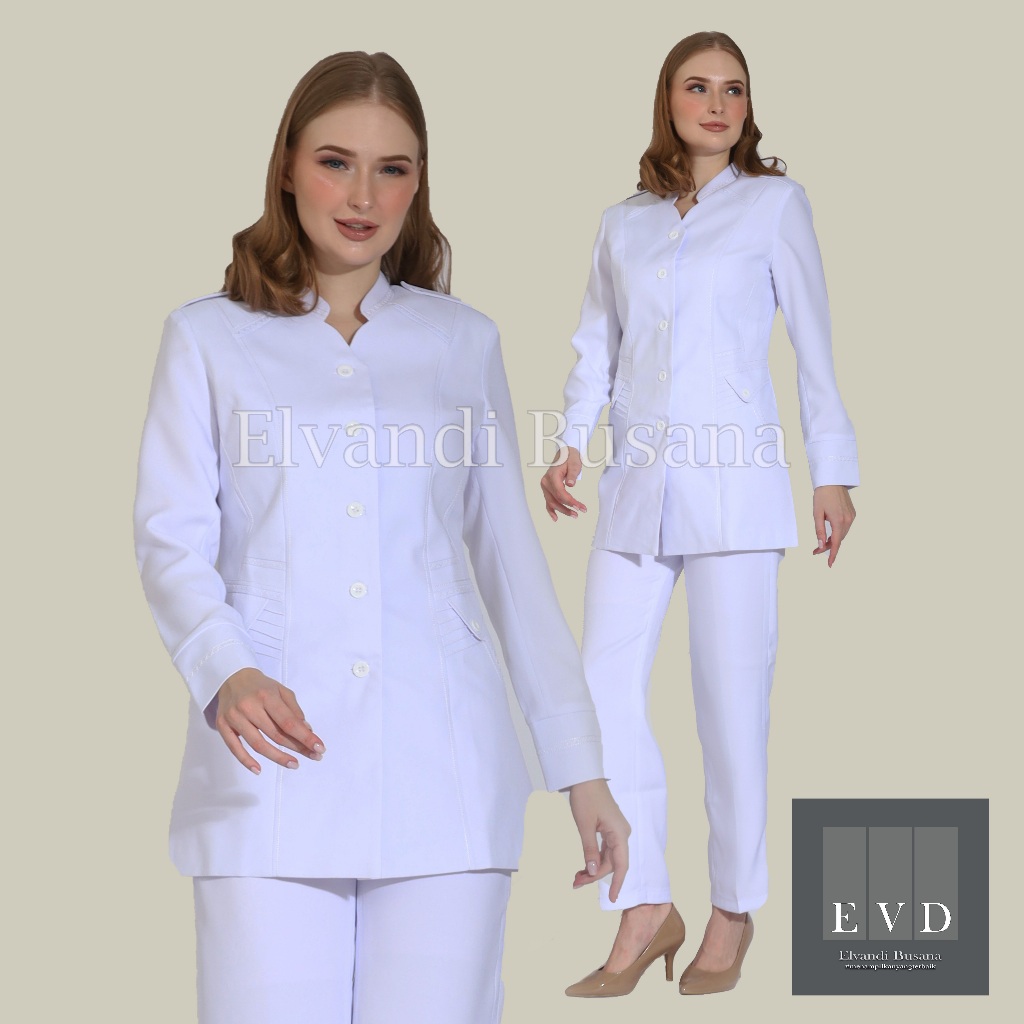 Blazer Wanita Baju Kerja Kantor Seragam Dinas PDH PNS Pemda Guru ASN Wanita kode 7003 Putih