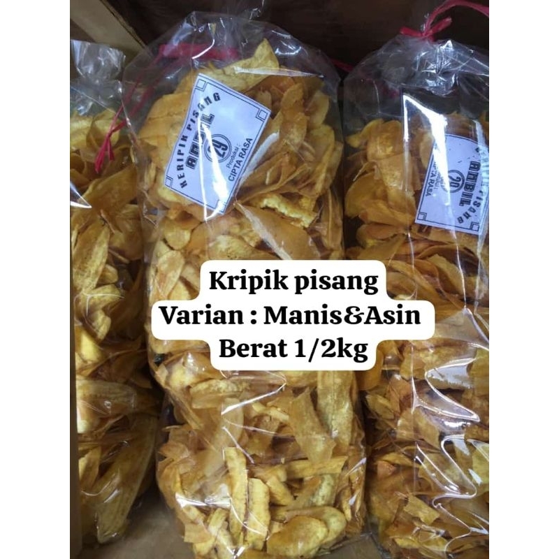 

SNACK KRIPIK PISANG PANJANG/500g/KRIPIK PISANG VARIAN MANIS/ASIN/SNACK KILOAN MURAH