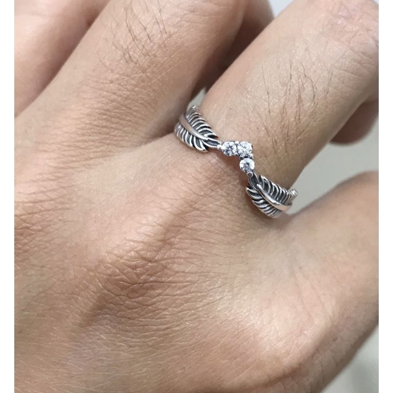 Cincin Ring Bulu Batu tiga Perak Silver Bali Asli 925 Pria Wanita Elegan