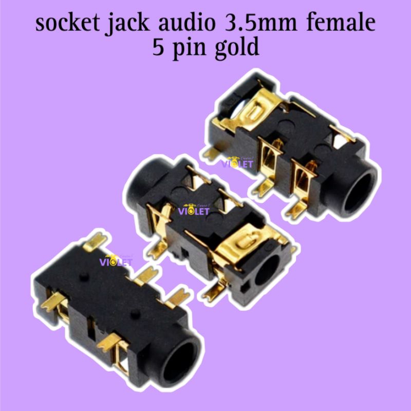 socket female jack audio connector 3.5mm 5 pin gold soket jack female soket audio jack female 5 kaki
