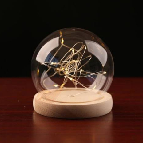 GLASS DOME CIRCLE LAMPU / PAJANGAN BULAT KAKI / FLOWER DOME / KUBAH KACA ORI WITH LAMP GLASSDOME / G