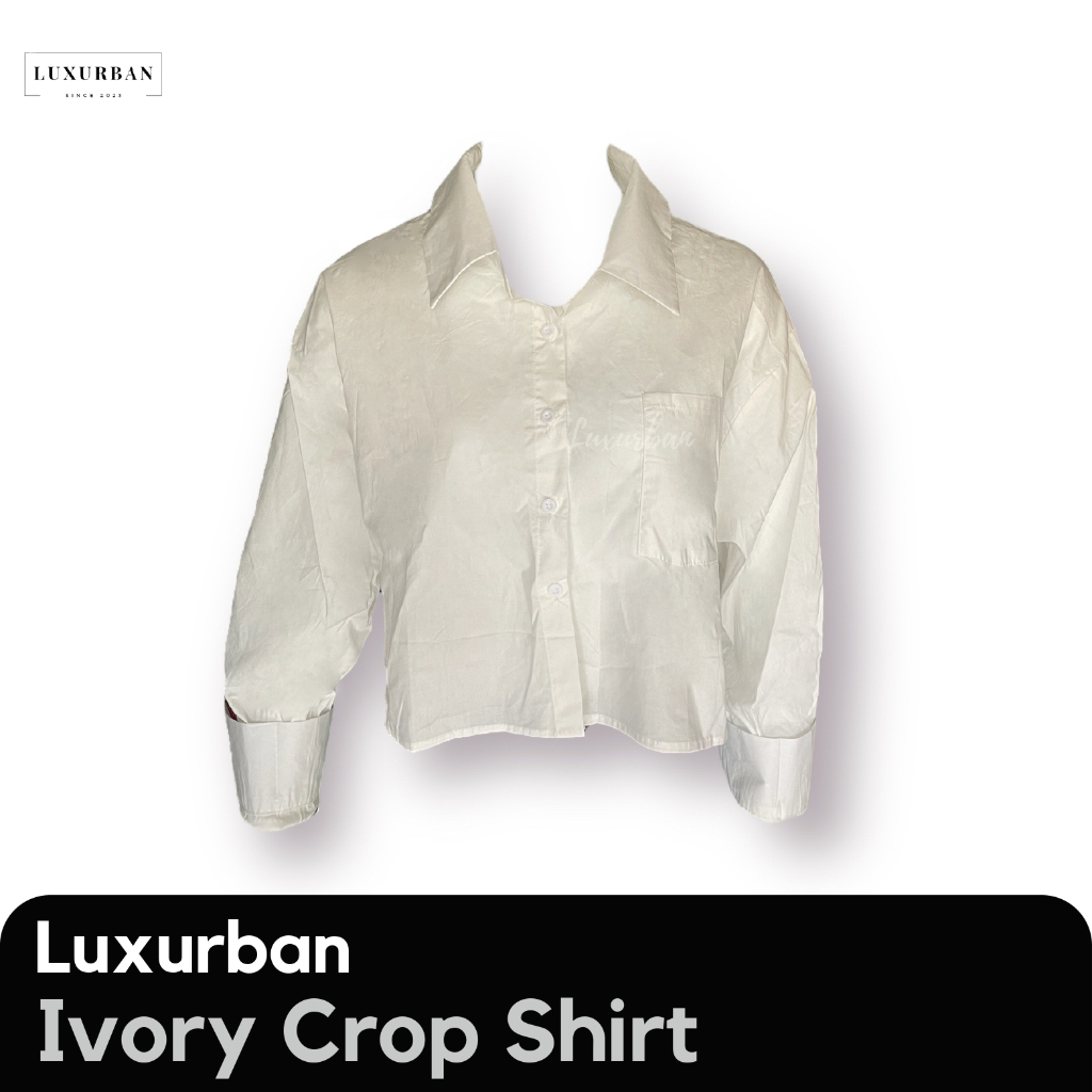 Ivory Crop Shirt - Kemeja Wanita - Fashion Wanita - Kemeja Crop - Atasan Wanita