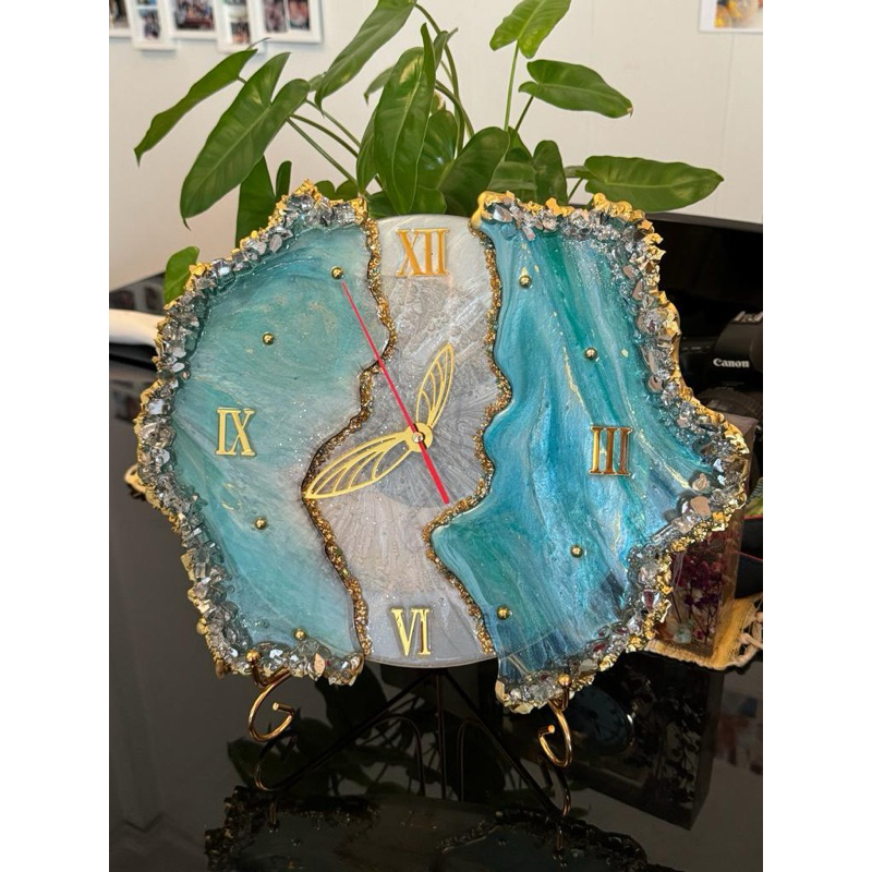 Jam Dinding Resin Art | Room Decor Estetik Quartz Custom | jam meja resin aesthetic | desk clock gif