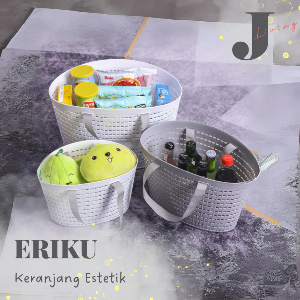 |J LIVING|ERIKU Plastic Basket Belanja Estetis Tas Keranjang Shopping Minimalis Keranjang Sayuran Ba