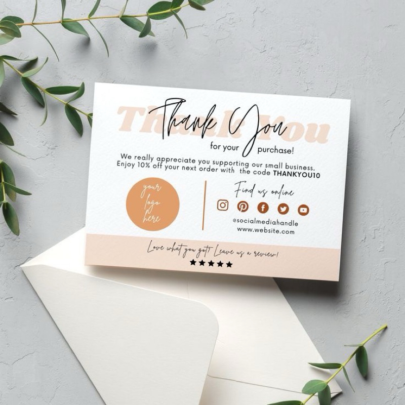 [100 PCS+FREE DESIGN] Kartu Ucapan Olshop Terimah Kasih-Thanks Card-gift card—thank you card-custom