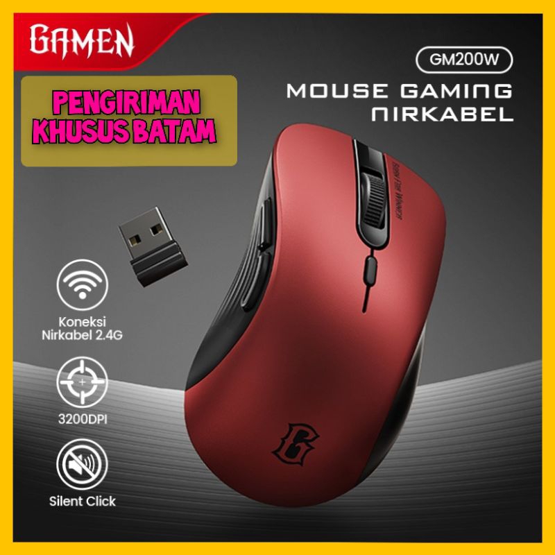 GAMEN Gaming Mouse GM200W Red/Wireless gaming mouse (KHUSUS BATAM)
