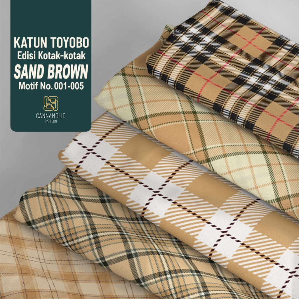 Kain Toyobo Motif KOTAK-KOTAK Cokelat Muda | Lebar 145cm | PLAID SAND BROWN 1-5