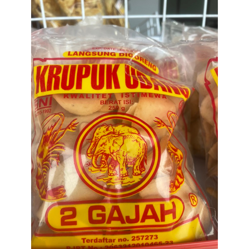 

Kerupuk 2 gajah ukuran sedeng 250g