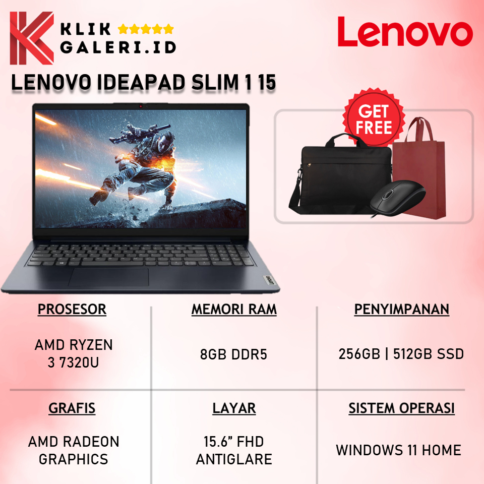 Laptop Lenovo Ideapad Slim 1 15AMN7 AMD Ryzen 3 7320U 8GB 512GB SSD Abyss Blue