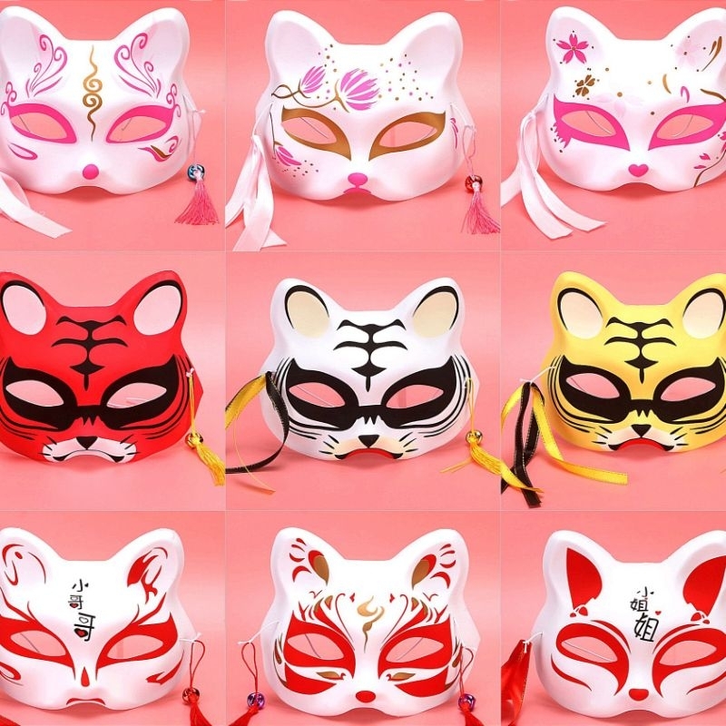 iDk90 Topeng Anime Jepang Cosplay Tiger japanese fox mask Rubah Uniform Japan Bunsakai Anbu Demon
