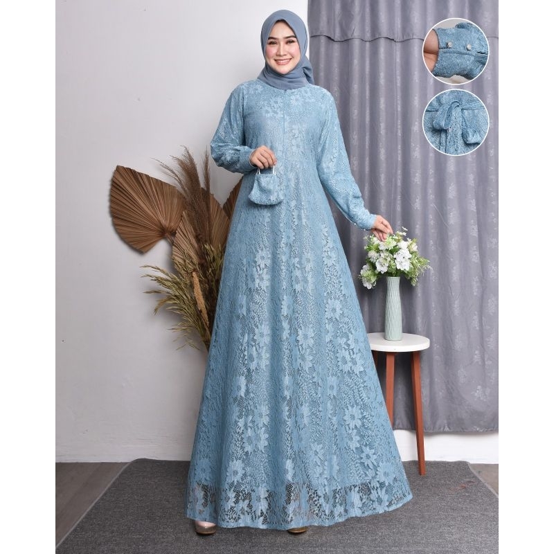 gamis pesta seragaman mewah gamis kondangan gamis premium ada ukuran jumbo m.l.xl.xxl.xxxl free mask