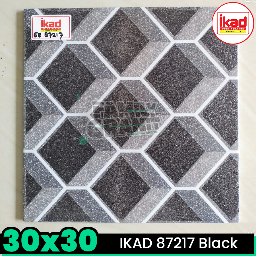 Keramik Kasar 30x30 IKAD 87217 Black Lantai Teras/ Garasi/ Kamar Mandi