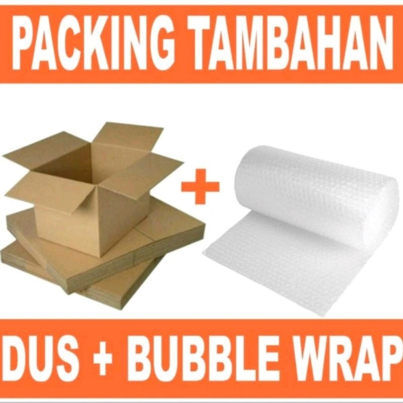 

Kardus packing + bubble wrap (Dus + Bubble Wrap)