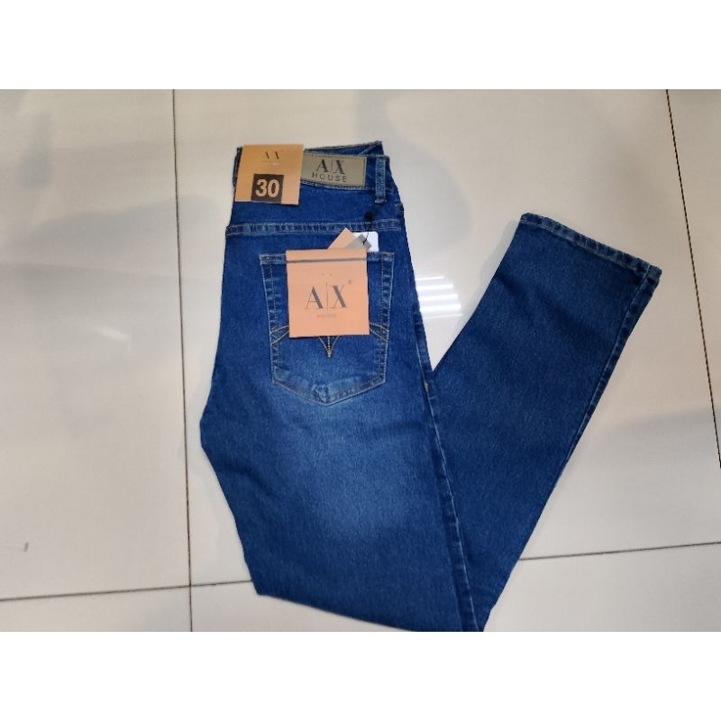 Celana jeans panjang, AX House slimfitt
