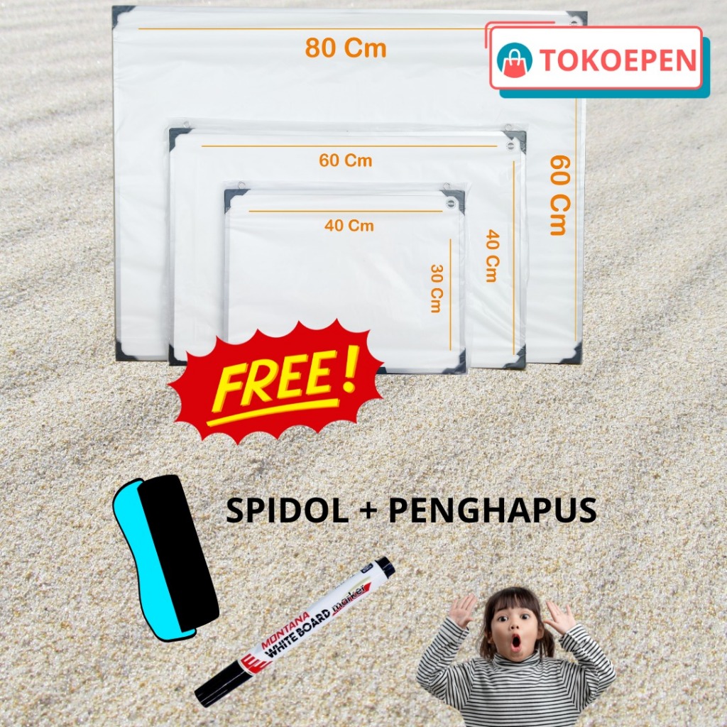 

Papan Tulis Whiteboard 30*40 Bonus Spidol dan Penghapus