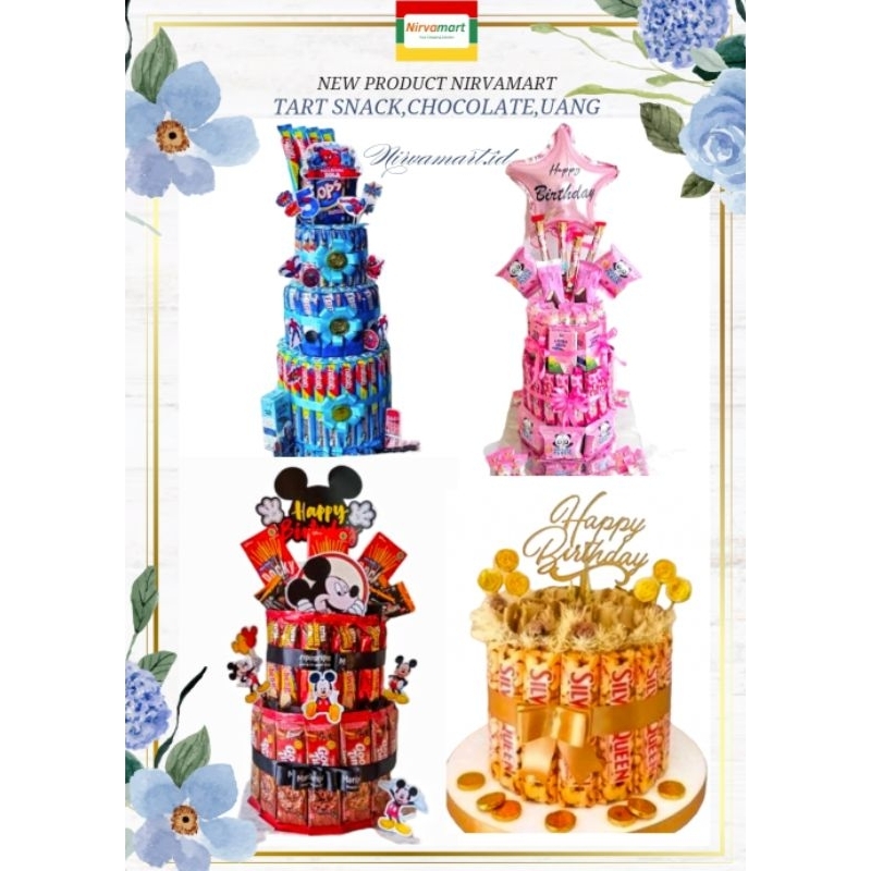 SNACK CAKE/TOWER CAKE/KUE ULANGTAHUN SNACK MURAH ELEGAN