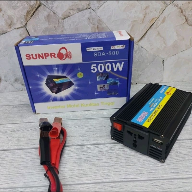 power inverter casan aki mobil motor sunpro SDA-500 watt