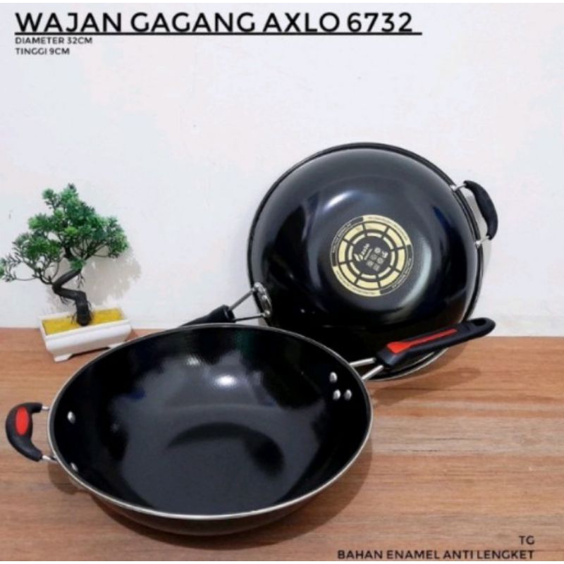 wajan gagang enamel AXLO wajan enamel non gagang