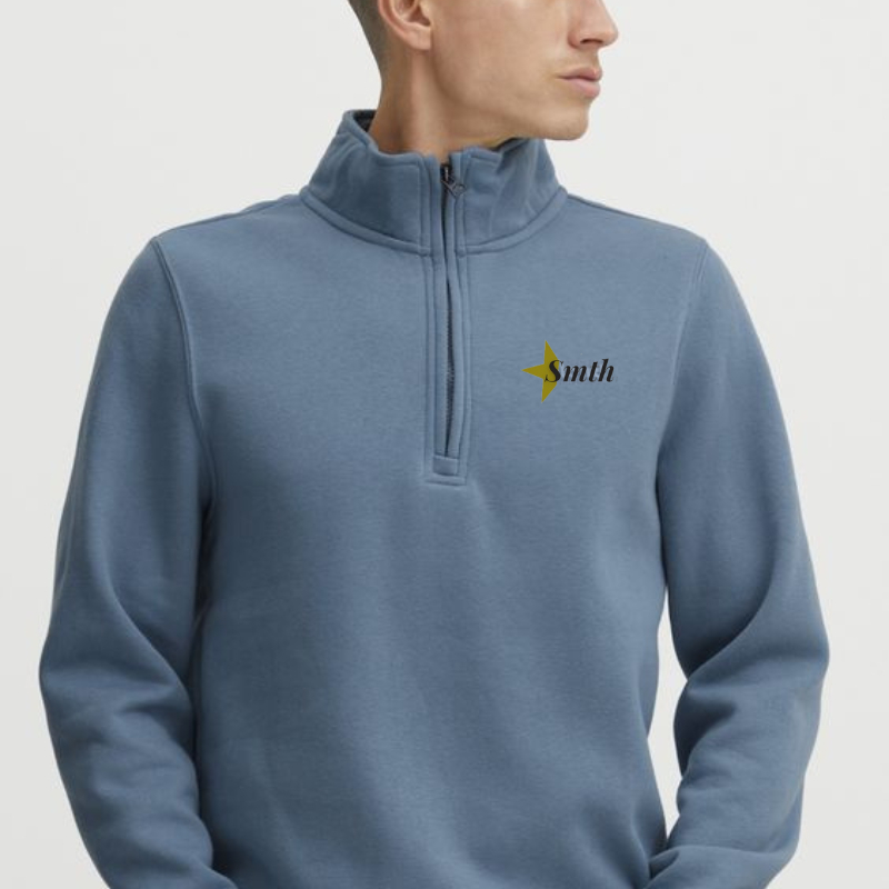 SMTH HALF ZIP SWEATSHIRT DENIM TEKS HITAM / SWEATER HALF ZIP PRIA WANITA