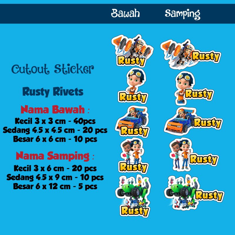 

sticker nama cutout rusty
