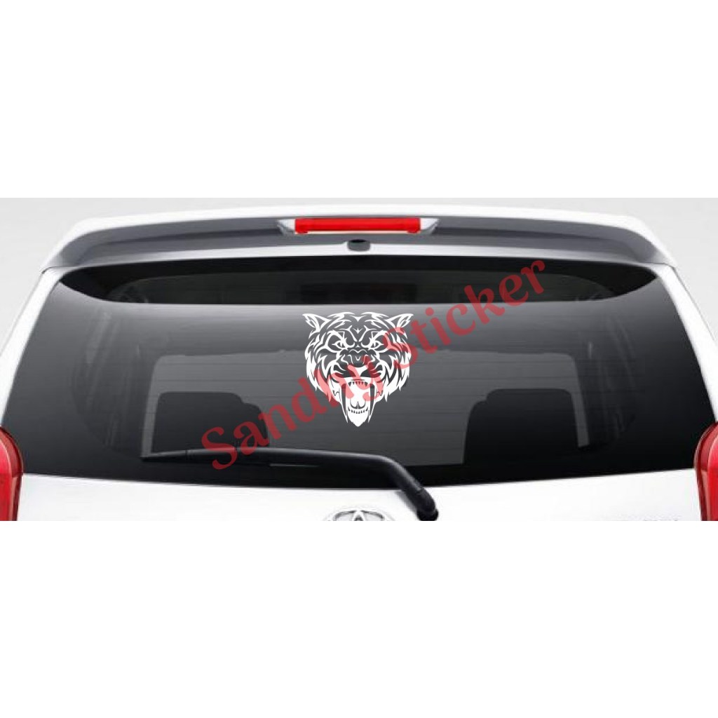 Cutting Sticker Kaca Mobil Gambar Harimau Tiger Kepala Harimau