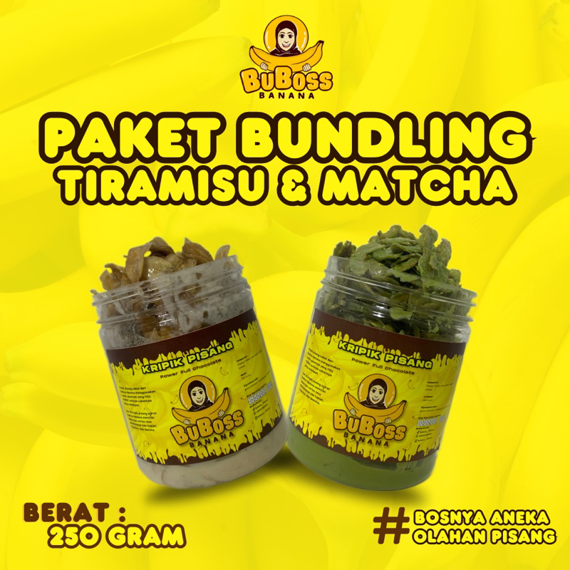 

Paket Bundling Kripik Pisang Lumer Kripsy 250 Gram isi dua BuBoss Banana