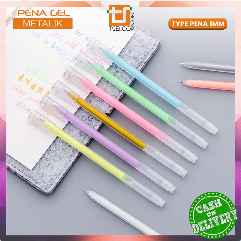 

OFM-A85 Pulpen Gel Metalik Gold 1MM / Pulpen Warna Warni Gold Colour Gel Pen Gold / Metallic Ballpoint Craftwork Scrapbook Silver / Pena Tinta Warna Putih Gel Ink Import