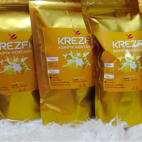 

Keripik Kentang Krezfi Kemasan Standing Pouch dengan berbagai varian rasa| KREZFI