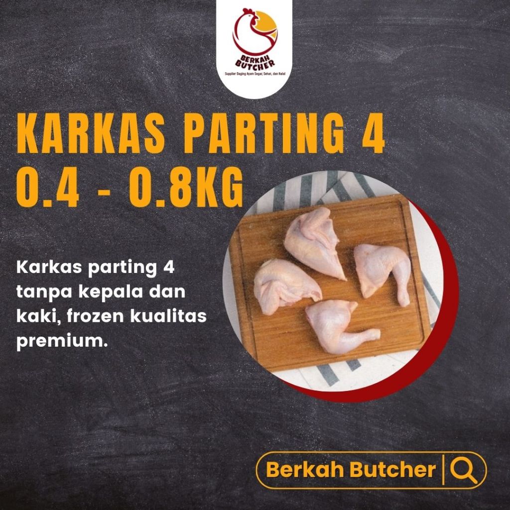 

Ayam Karkas Ukuran 0 5, 0 6, 0 7 Parting 4 - Berkah Butcher
