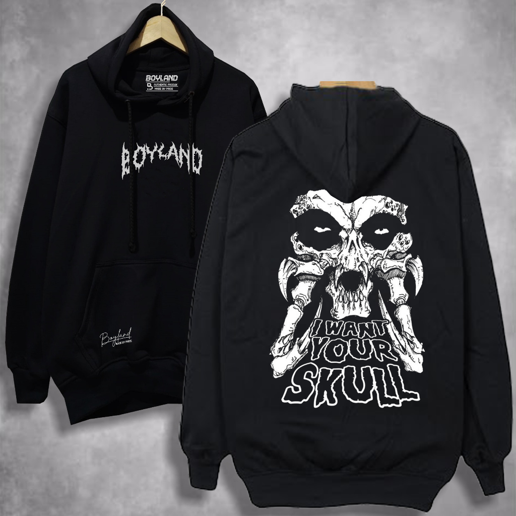 Hoodie Pria Jumbo Tebal MUNAFVCK Sweater BoyLand Sablon ARTWORK I WANT YOUR SKULL Unisex Cowok Cewek
