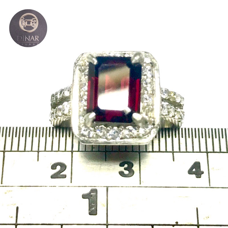 Cincin Wanita Perak Silver 925 Asli Batu Garnet Merah Delima Asli alam natural-DinarJewelry