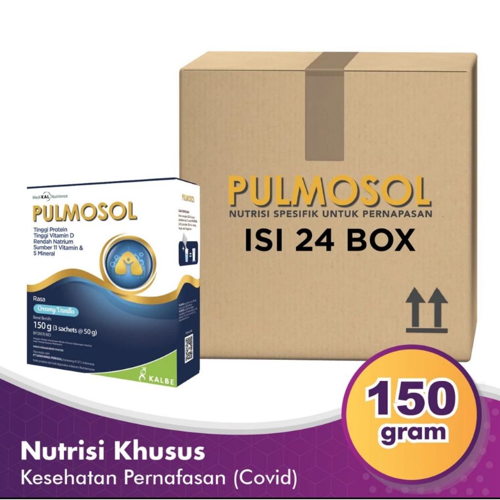 

PULMOSOL 150 gram - Nutrisi Khusus untuk Kesehatan Pernafasan (GROSIR) - 1 Karton (24 box