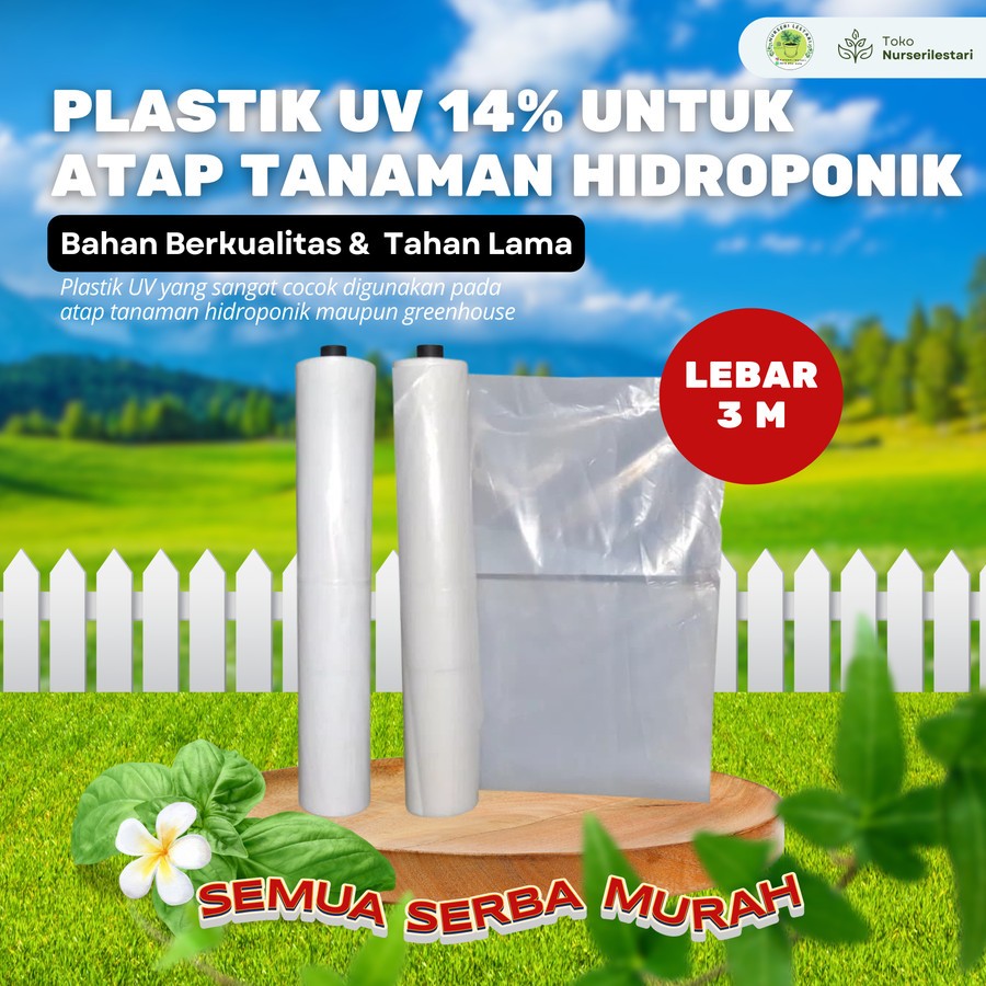 Plastik UV 14% lebar 3 m untuk atap hidroponik dan atap greenhouse