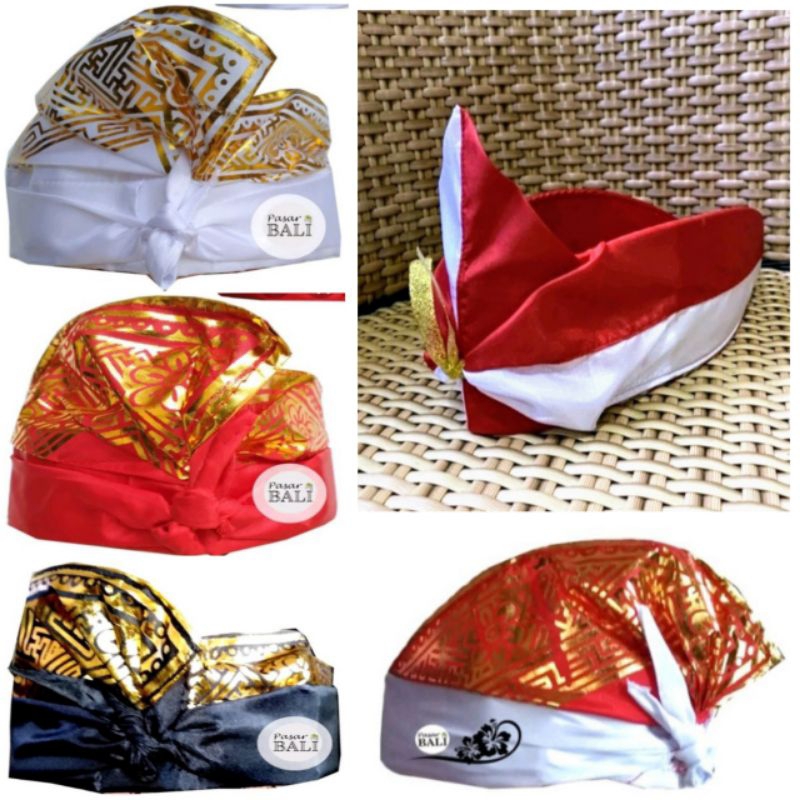 Udeng bando ikat kepala blangkon merah putih karnaval prada bali bandana headband slayer all size