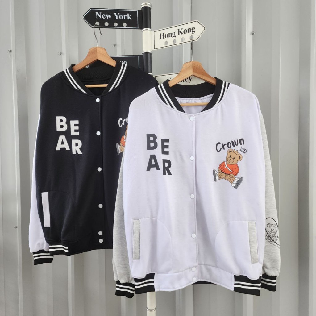 ( isi 2 pcs ) jaket couple bear crown terbaru 2024 / jaket pasangan pacar / jaket couple sahabat / s