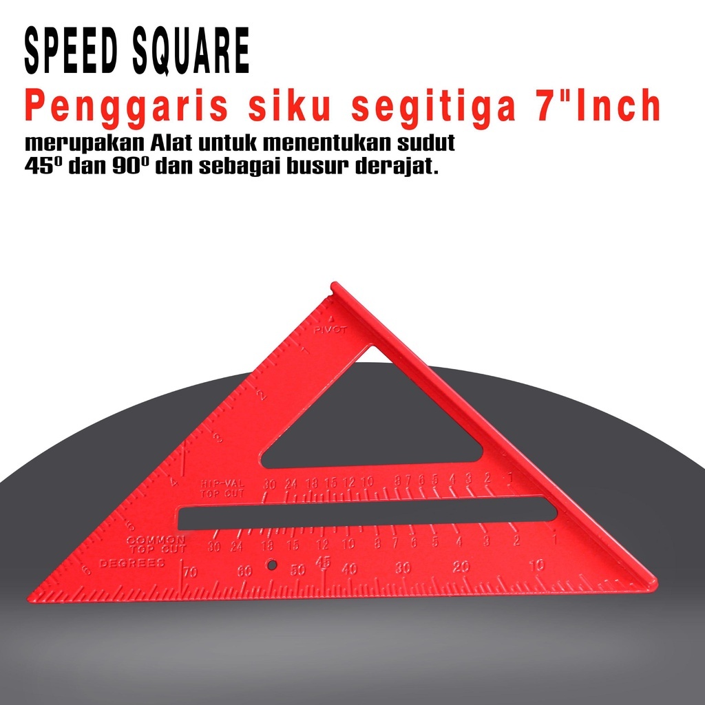 

Speed Square 7 inch Woodworking Penggaris Siku Segitiga Tukang warna merah