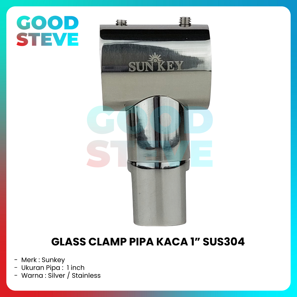 GLASS CLAMP SHOWER PIPA KACA SHOWER 1 inch SS304 BLACK - STAINLESS