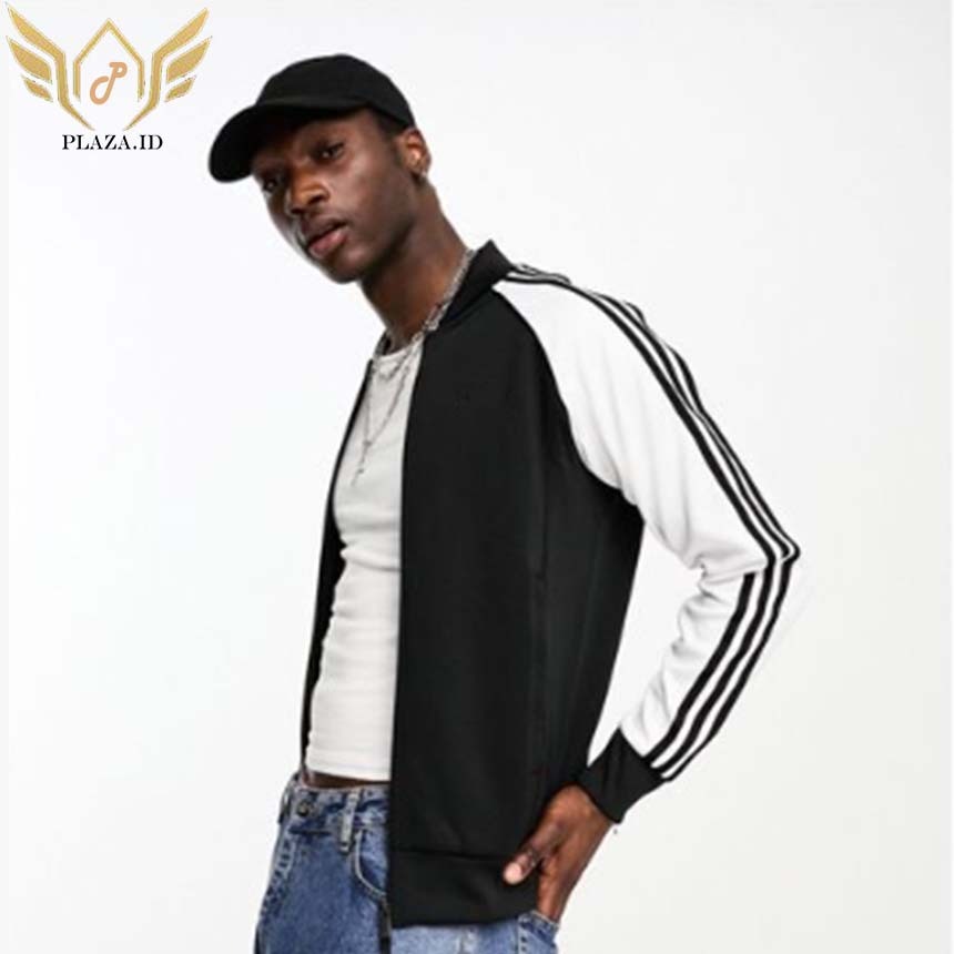 BOMBER PRIA JAKET BOMBER RESLETING S-6XL HITAM JAKET JUMBO HITAM PUTIH STRIP