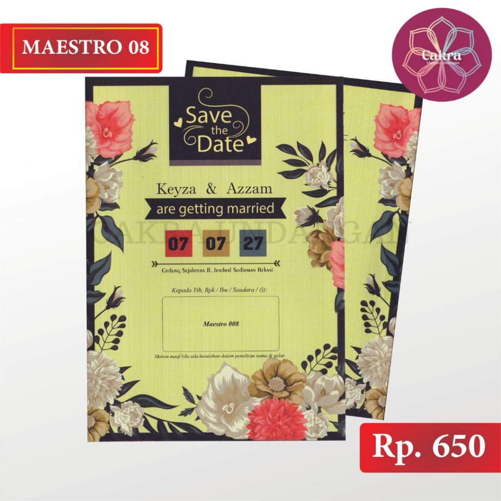 

Maestro 08 Blangko Undangan Pernikahan CAKRA