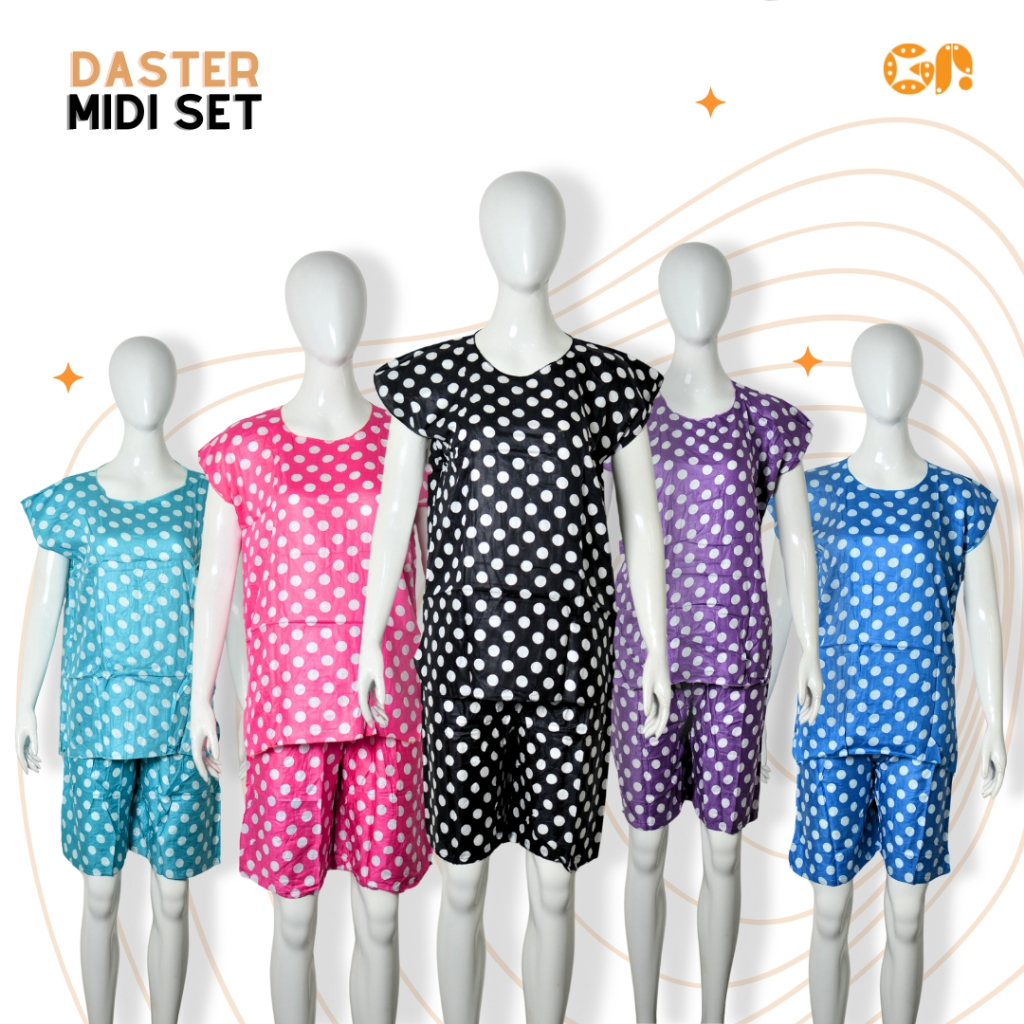 Daster Rayon  Sambung Model Midi Setelan Celana pendek Motif Polkadot