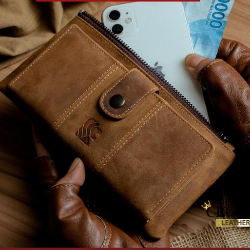 Dompet Panjang Kulit Sapi Asli Fashion Cowok Pria Kekinian Bilfold Ori