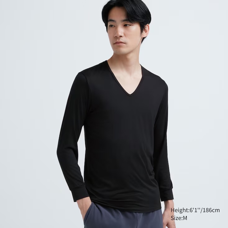 [PreLoved] UNIQLO AIRism V-Neck Long-Sleeve T-Shirt