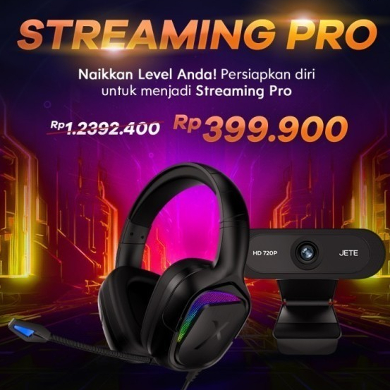 JETE Gaming Streamer Pro Bundling Headset G6 + Webcam W5 - Garansi Resmi 2 Tahun