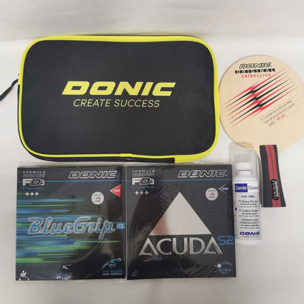 Bat Donic Original Carbo Speed + karet Donic Bluegrip & Acuda Set