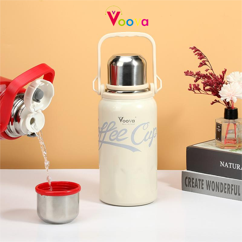 VOOVA 800ML /1200 ML Botol Minum Stainless Steel 304 Termos Air Panas/ Gelas Termos Stainless Steel
