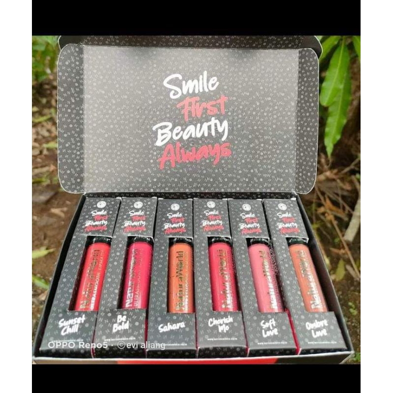 PROMO  Lipmatte Ori Natura world Kemasan Terbaru/Tahan 16 Jam/Lipstik Transperproof Hypermate/Gincu 