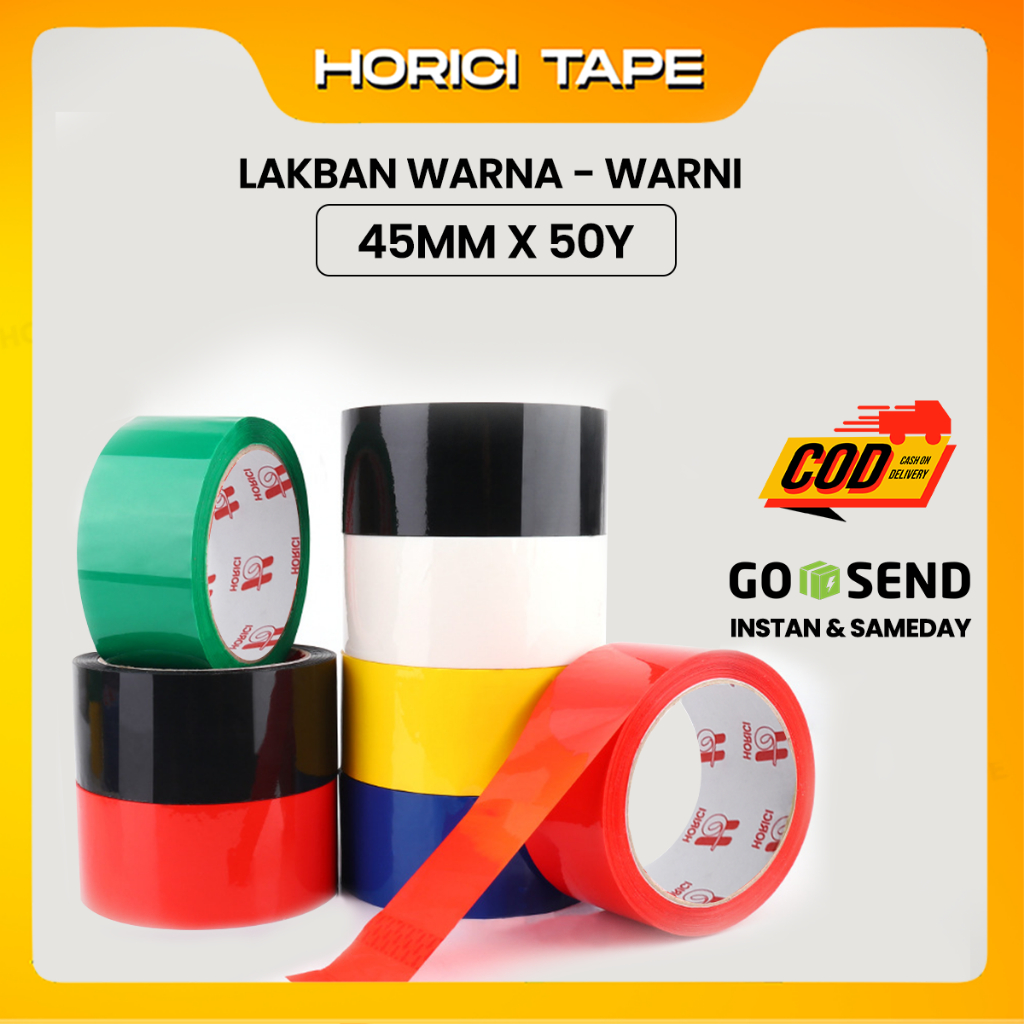 

HORICI 45mm 50Y Isolasi Warna Warni Perekat Kuat Lakban Warna Warni Merah Biru Hijau