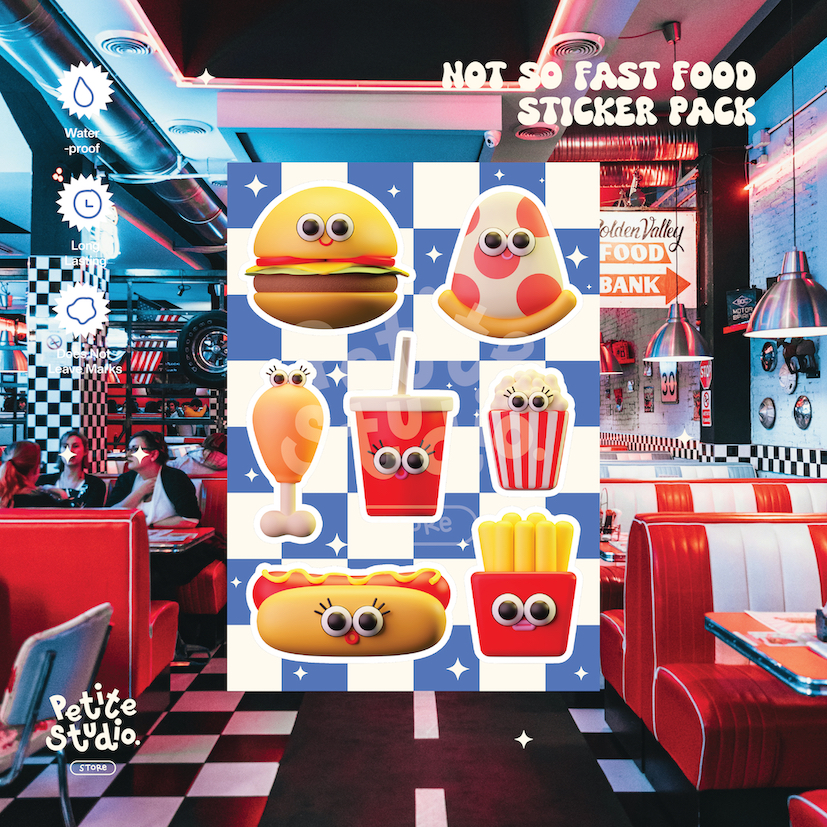 

Petite Studio's Not So Fast Food Sticker Pack | Vinyl Waterproof Stickers