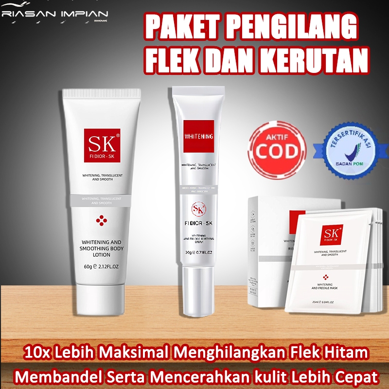 3 In1 Whitening Cream Paket Flek Hitam Membandel Serum Wajah Dark Spot Krim Plek Hitam Membandel Bpo
